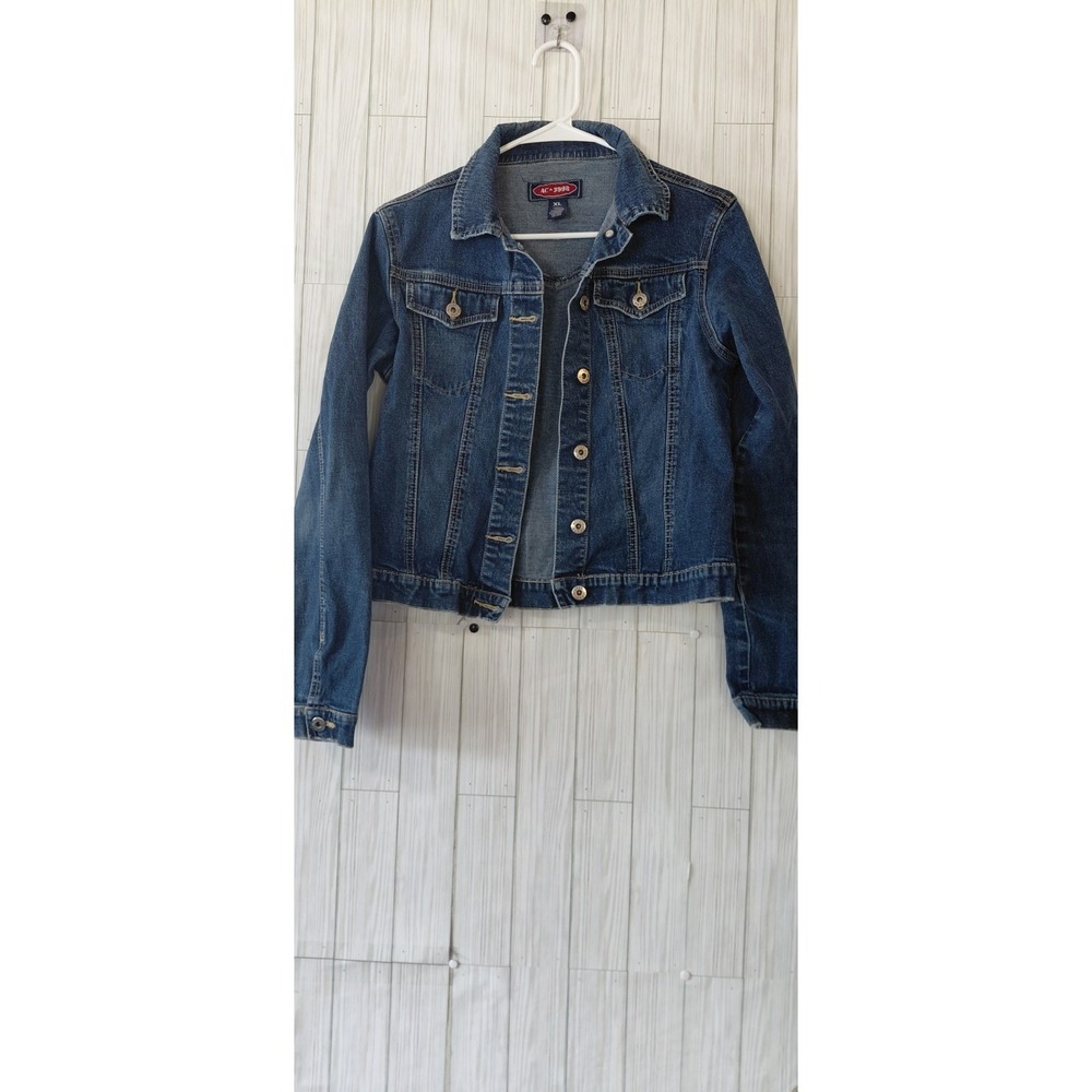 Y2K Pop Star Western Chic AC-3998 Women's Blue Denim Trucker Jacket Retro Sz XL